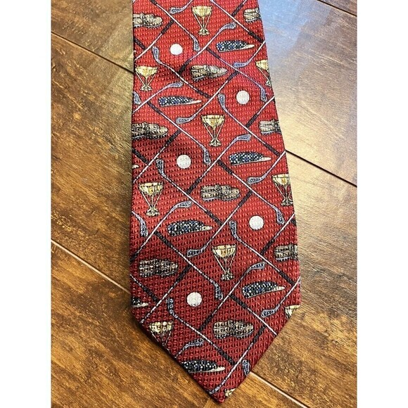 OScar De La Renta Mens Golf Print Silk Tie USA - Picture 2 of 6